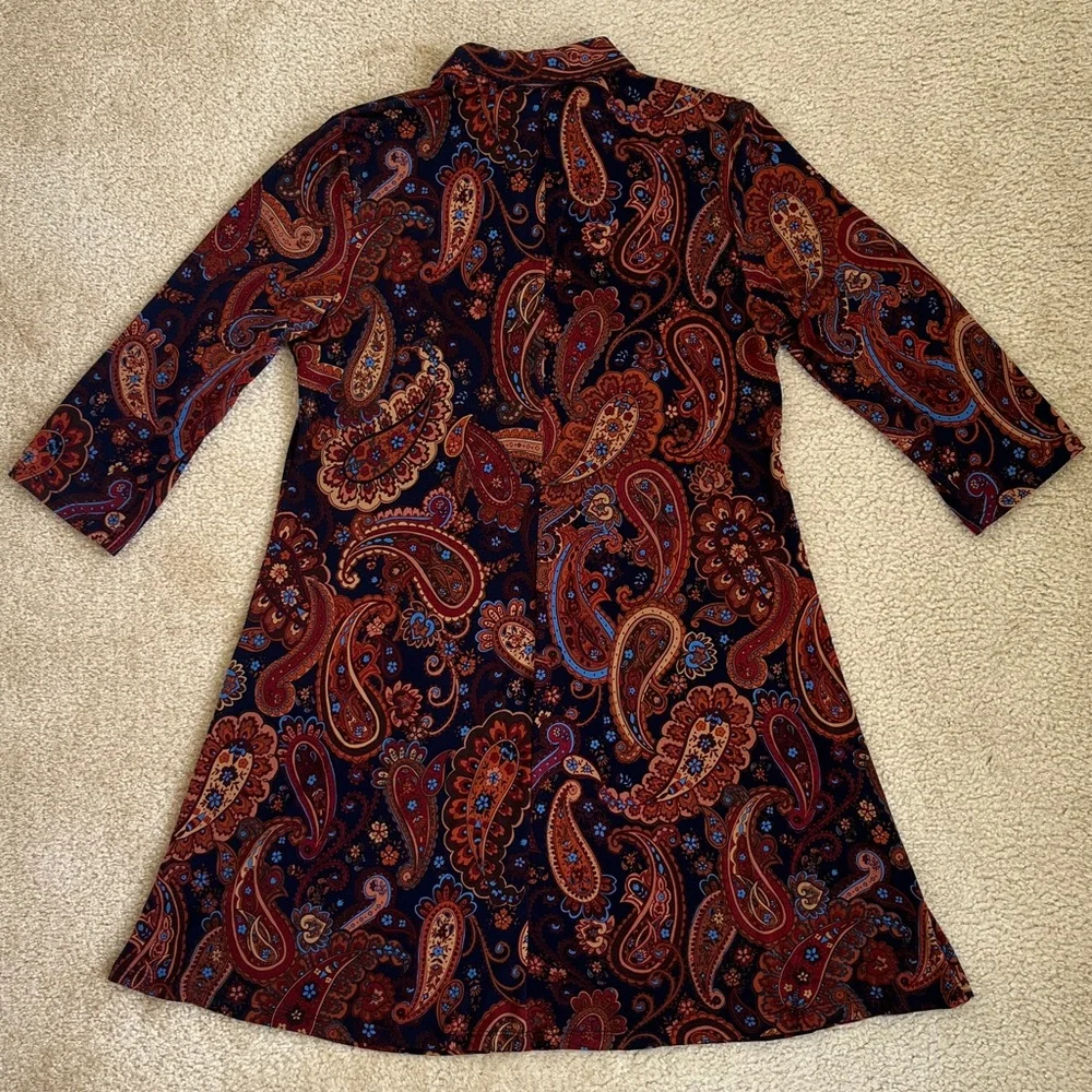 MSK Paisley Print Casual A-line Sheath Long Sleeve Dress Size Large